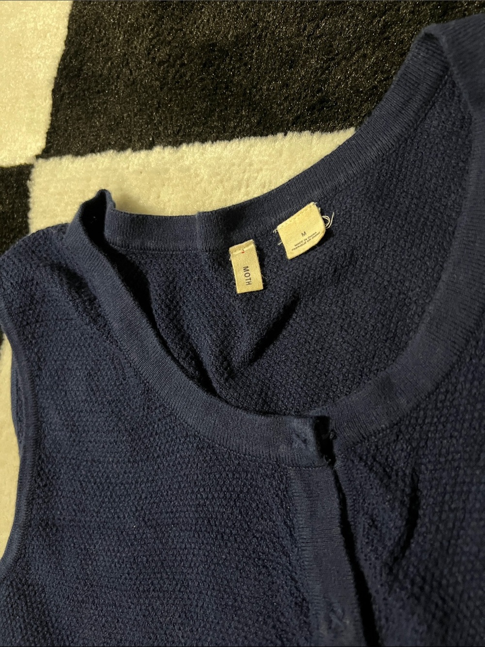 Moth Navy and Beige Ruffled Button-Front Tank - Picture 2 of 4